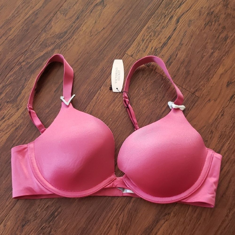 Victoria's Secret Women's Pink Very Sexy Plunge Bling Bra Size 34C Valentines